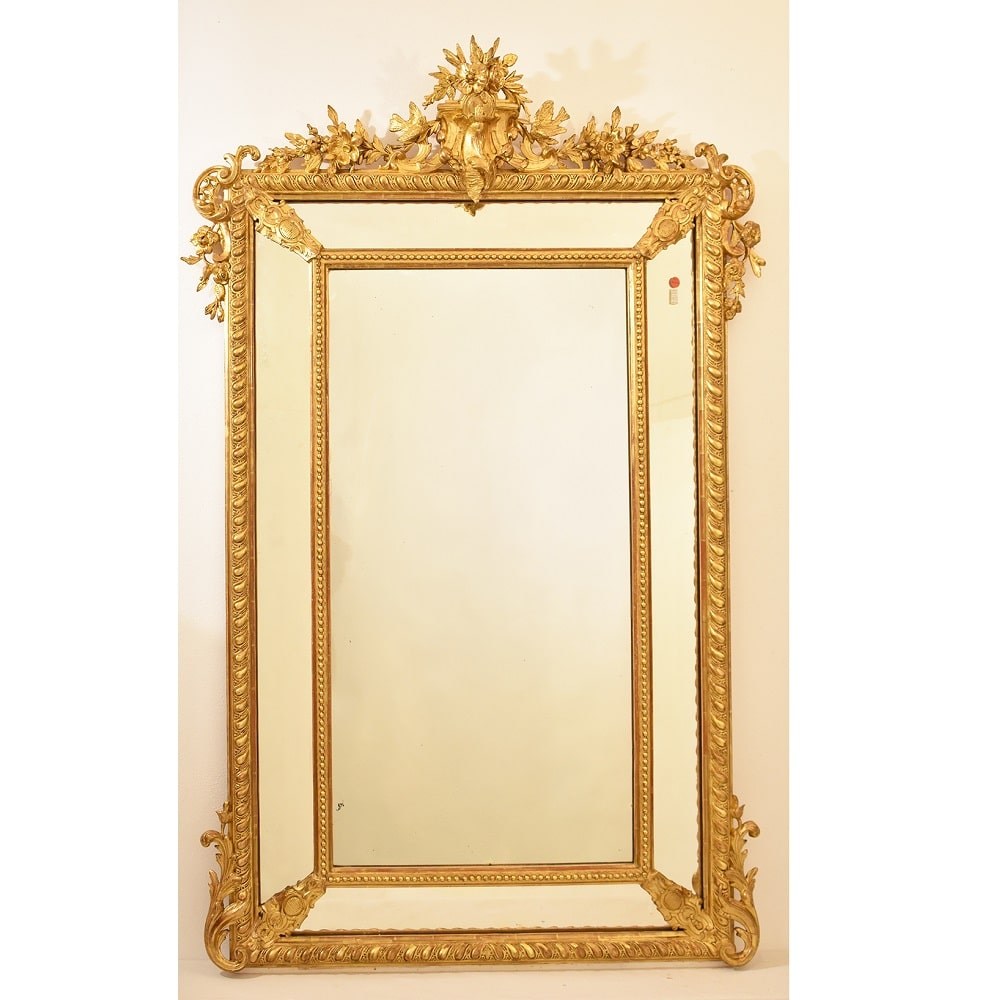 8 SPCP124 antique gold leaf mirror gold wall mirror gilded mirror 19 century.jpg